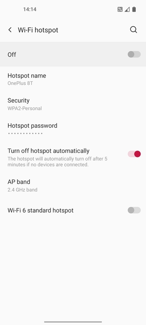 Select Hotspot password