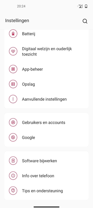 Scroll naar en selecteer Software bijwerken