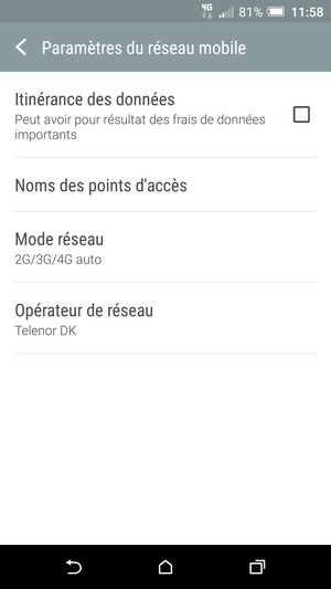 Sélectionnez Nom
des points d'accès