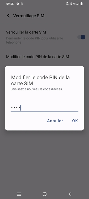 Veuillez confirmer votre nouveau code PIN et sélectionner OK