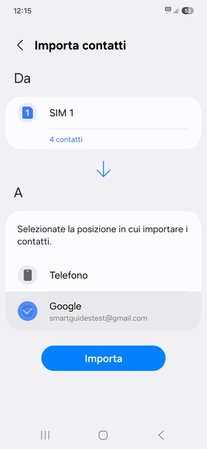 Seleziona Importa