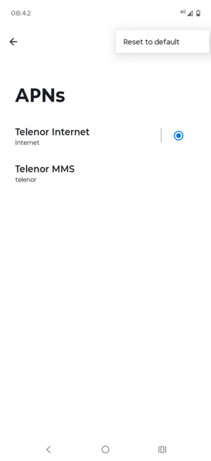 Select Reset to default