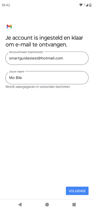Geef uw account een naam en voer uw naam in. Selecteer VOLGENDE