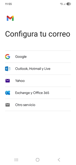Seleccione Exchange y Office 365