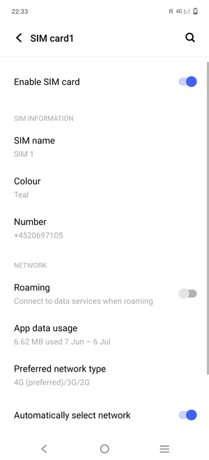 Select Preferred network type