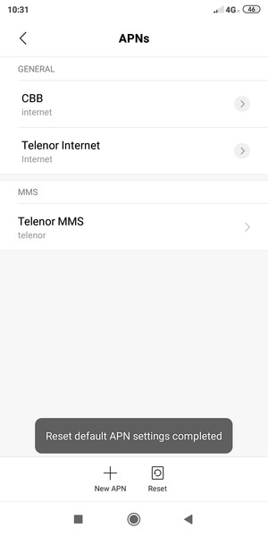 Your phone will reset to default Internet and MMS settings