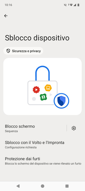 Il tuo telefono è ora protetto dal blocco schermo