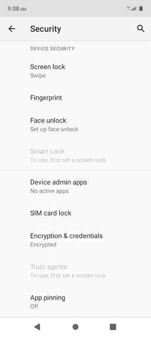 Scroll to and select SIM card lock