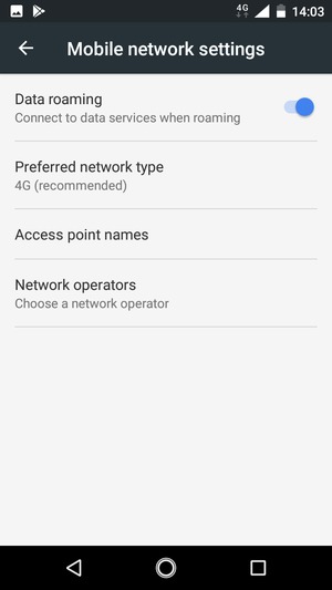 Turn Data roaming on or off