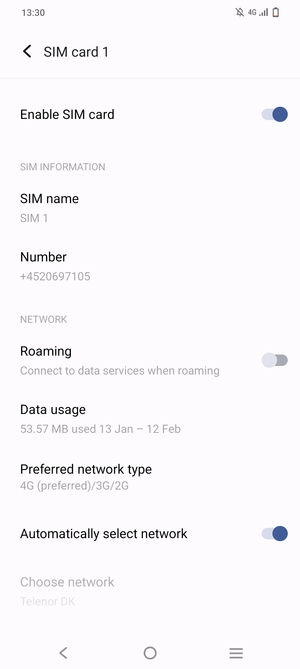 Select Preferred network type