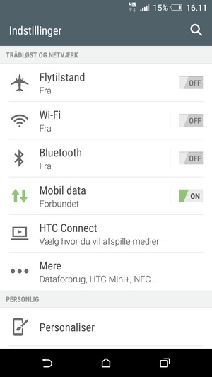 Vælg Mobil data