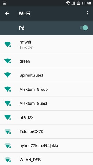 Du er nå koblet til Wi-Fi-nettverket