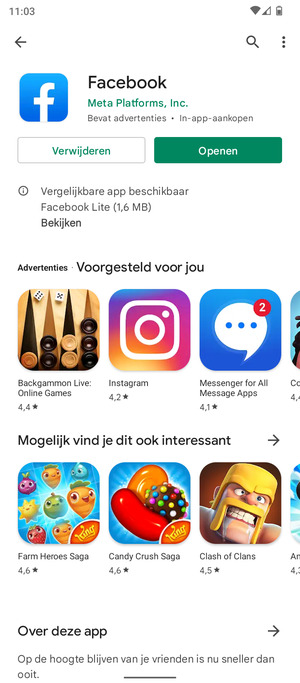 Selecteer Openen