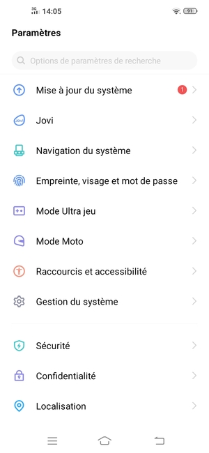 Faites défiler et sélectionnez Sécurité