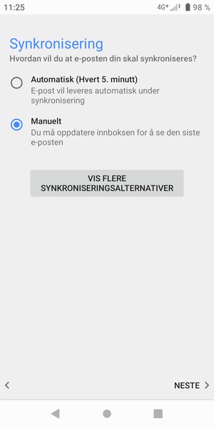 Velg ønsket alternativ og velg NESTE