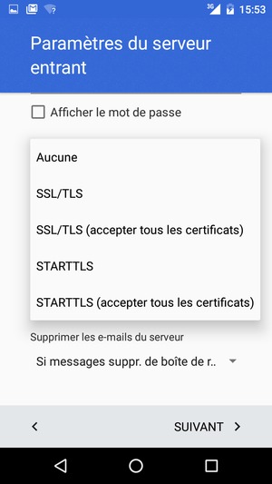 Sélectionnez Aucune puis SUIVANT