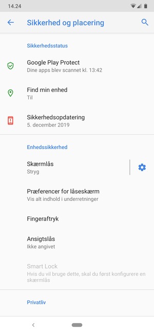 Vælg Skærmlås