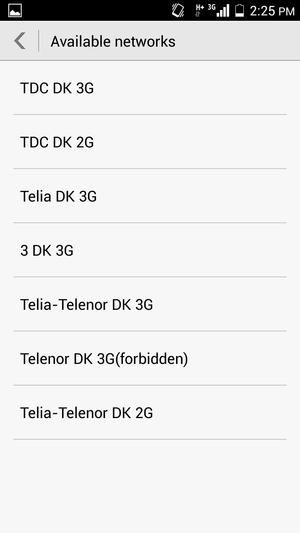 Välj en nätverksoperatör från listan