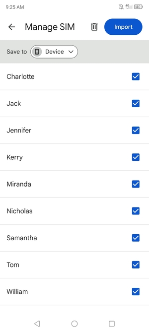 Select the v button