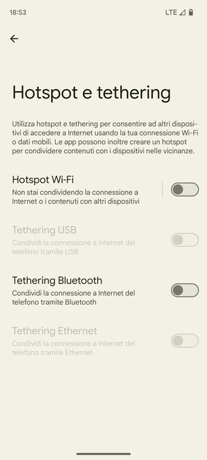 Seleziona Hotspot Wi-Fi