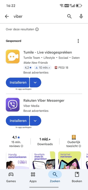Selecteer de app