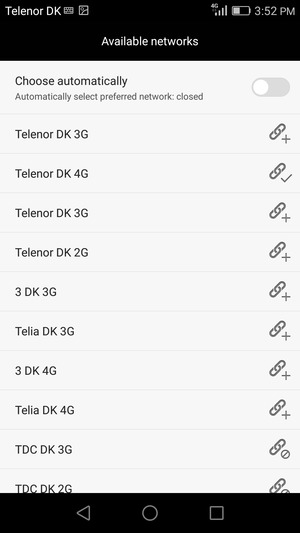 Select a network operator from the list