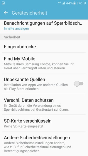 Scrollen Sie und wählen Sie Andere Sicherheitseinstellungen