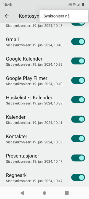 Velg Synkroniser nå