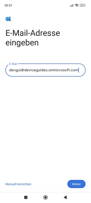 Geben Sie Ihre E-Mail-Adresse ein und wählen Sie Manuell einrichten
