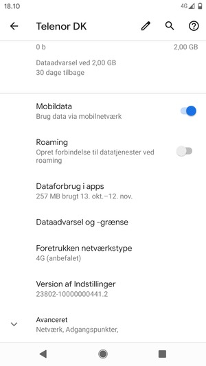 Scroll til og vælg Avanceret