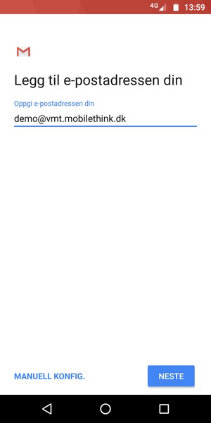 Skriv inn e-postadresse og velg NESTE