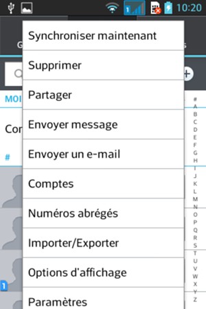 Sélectionnez Importer/Exporter