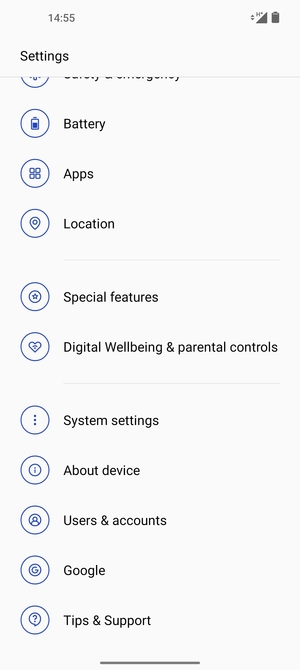 Scroll to and select Users & accounts