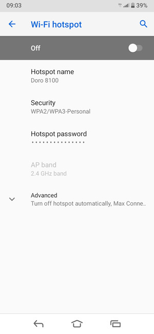 Select Hotspot password
