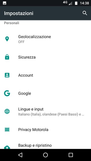 Scorri e seleziona Sicurezza