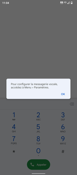 Si votre messagerie vocale n'est pas configurée, sélectionnez OK