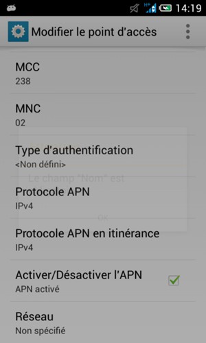 Sélectionnez le bouton du Menu