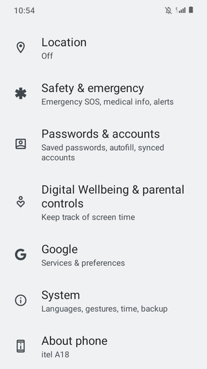 Scroll to and select System