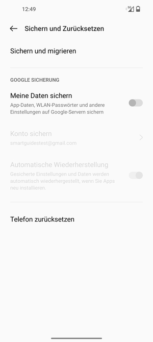 Schalten Sie Meine Daten sichern ein