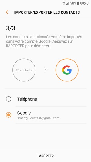 Sélectionnez IMPORTER