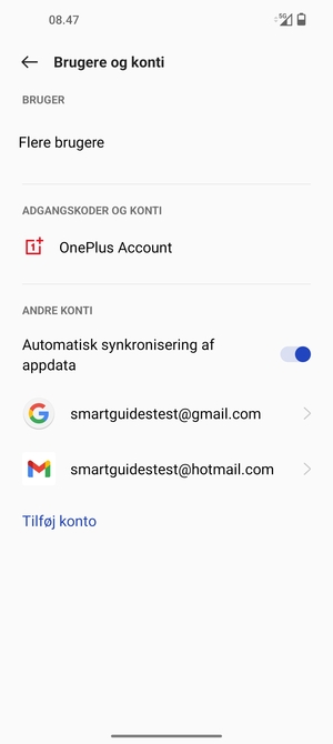 Vælg din Google konto