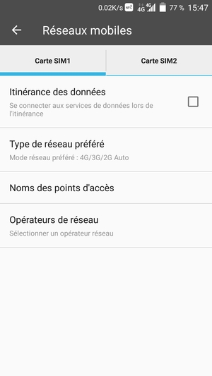 Pour changer de réseau en cas de problèmes de réseau, sélectionnez Opérateurs de réseau