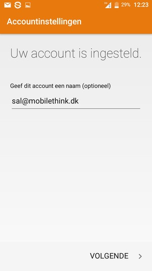 Geef uw account een naam en selecteer VOLGENDE