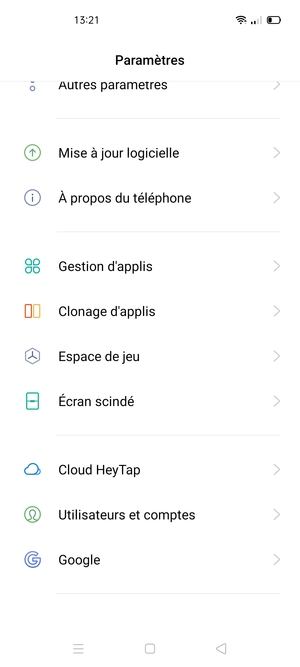 Faites défiler et sélectionnez Mise à jour logicielle