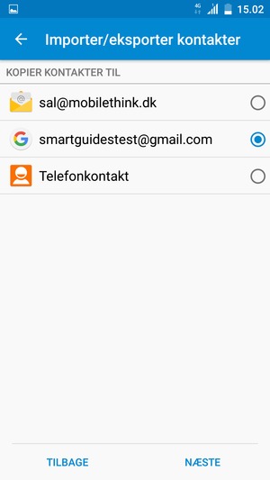 Vælg din Google konto og vælg NÆSTE