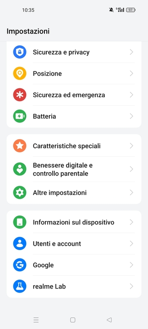 Scorri e seleziona Informazioni sul dispositivo