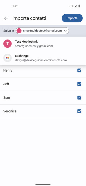 Seleziona il tuo account  Google
