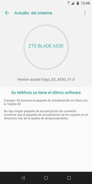 Si su teléfono está actualizado, verá la siguiente pantalla