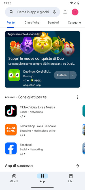 Seleziona la barra di ricerca