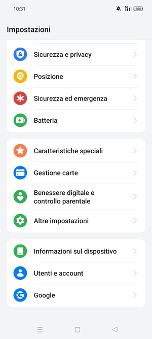 Seleziona Informazioni sul dispositivo